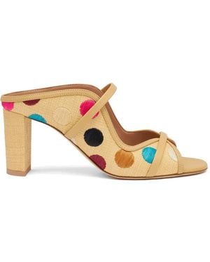 Malone Souliers Norah Polka-Dot Raffia Sandals - Pink