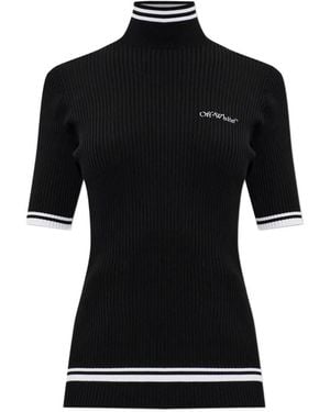 Off-White c/o Virgil Abloh Ribbed-Knit Logo-Embroidered Jumper - Black