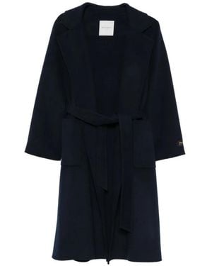 ERMANNO FIRENZE Belted Notch-Lapels Coat - Blue