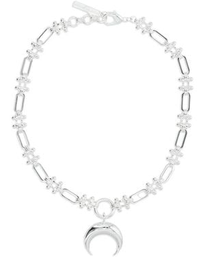 Marine Serre Crescent Moon Necklace - White