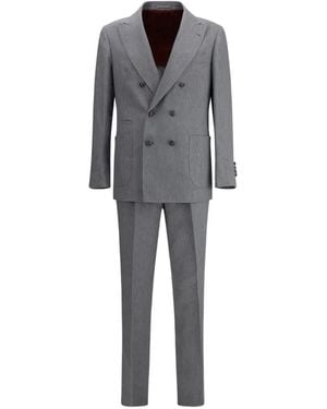 Brunello Cucinelli Linen Double-Breasted Suit - Gray
