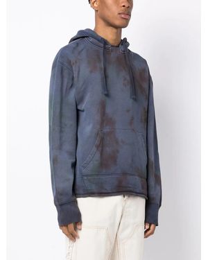 Stain Shade Tie-Dye Drawstring Cotton Hood - Blue