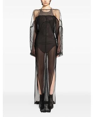Rick Owens Temple Collage Boat-Neck Maxi Dress - Black