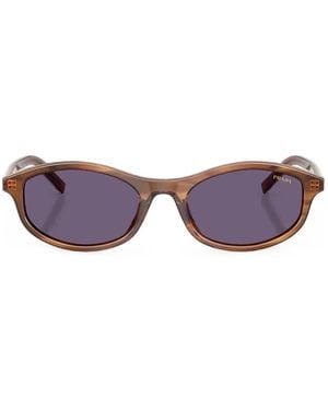 Prada Gestreifte Sonnenbrille Mit Ovalem Gestell - Lila