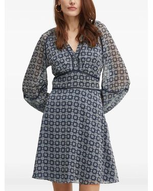 Guess Floral-Pattern V-Neck Mini Dress - Blue