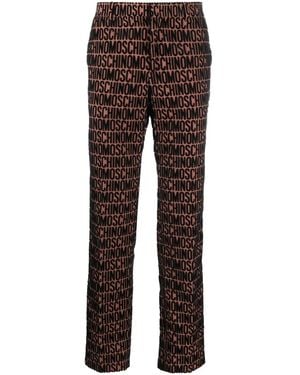 Moschino Flocked-Logo Tailored Trousers - Brown