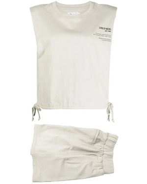 Izzue Set Top E Shorts Con Stampa - Bianco
