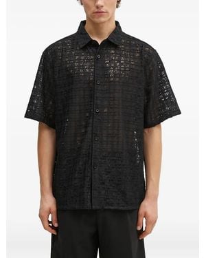Pleasures Lace-Grid Shirt - Black