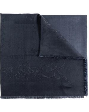 Ferragamo Jacquard-Patterned Frayed Scarf - Blue