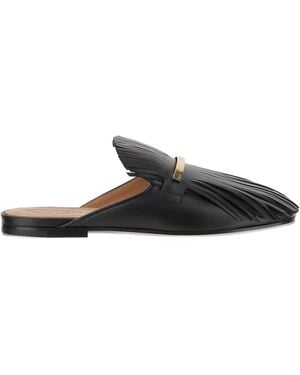 Tod's Fringed Leather Mules - Black