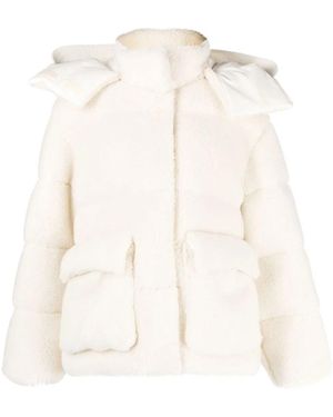 Off-White c/o Virgil Abloh Arrows Fleece-texture Puffer Jacket - Natural