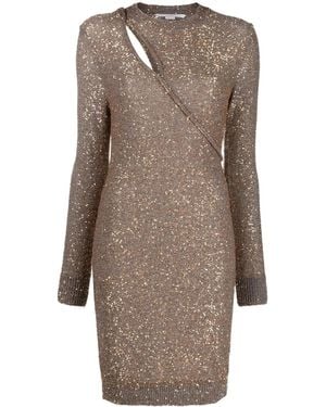 Stella McCartney Strickkleid Mit Pailletten - Grau