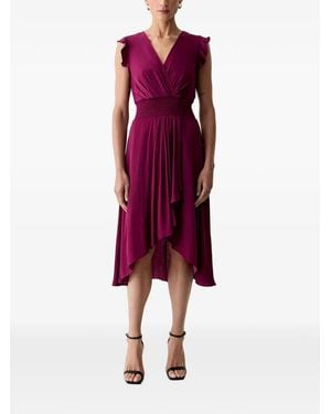 Morgan Ruffled-Sleeve Asymmetric Dress - Rouge