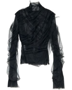 MATIERES FECALES Lola Ruffled Tulle Top - Black