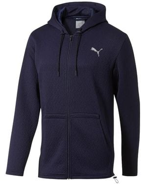 PUMA Logo-Detail Long-Sleeve Hoodie - Blue