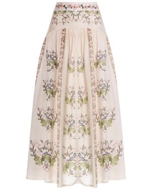 Agua Bendita Curua Anhelo Floral-Print Maxi Skirt - White