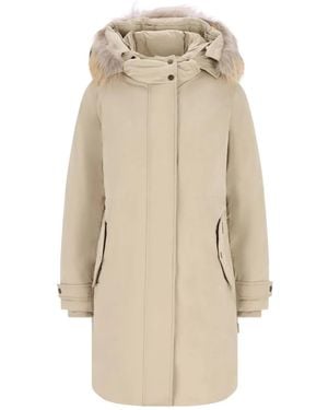 Woolrich Kapuzenmantel mit Pelzbesatz - Natur