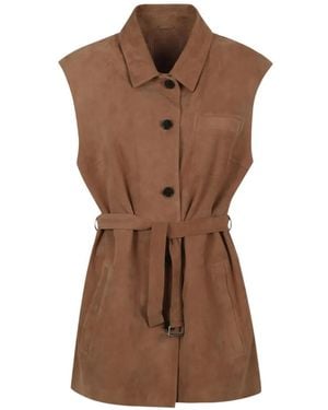 DESA NINETEENSEVENTYTWO Button Belted Jacket - Brown