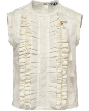 MSGM Blusa Smanicata Con Ruches - Neutro