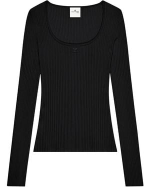 Courreges Ribbed-Knit Jumper - Black