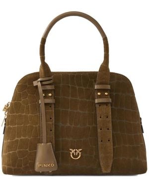 Pinko Borsa A Spalla Con Effetto Coccodrillo - Marrone