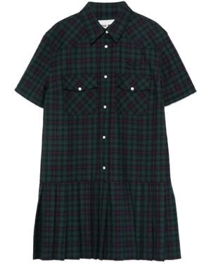 Miu Miu Vestido camisero corto a cuadros - Negro