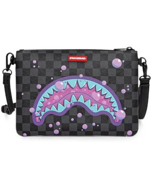Sprayground Bolso De Mano Slime A Cuadros Con Motivo De Boca De Tiburón - Negro