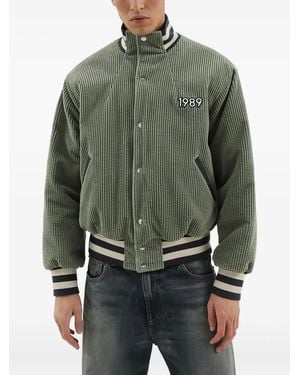 1989 STUDIO Corduroy Embroidered Bomber Jacket - Green