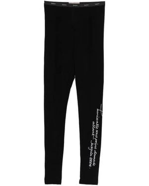Yohji Yamamoto Embroidered Logo-Waistband Leggings - Black