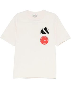 Maison Kitsuné T-Shirt Met Geborduurd Logo - Wit