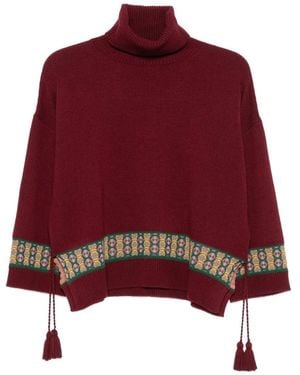 Etro Geometric-Pattern Tassel-Detail Sweater - Red