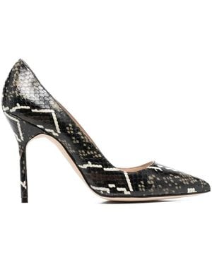 Manolo Blahnik Snakeskin-Effect Stiletto Court Shoes - Black