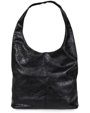 GLOWNY G Crinkled-Effect Shoulder Bag - Black
