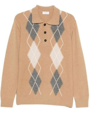 Paolo Pecora Argyle-Intarsia Virgin Polo Sweater - Natural