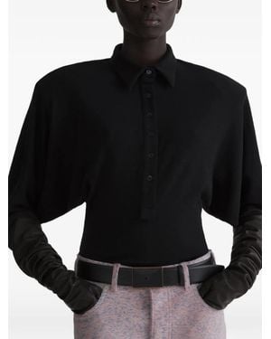 Mugler Batsleeves Polo Bodysuit - Black
