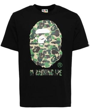 A Bathing Ape Logo-Print Cotton T-Shirt - Black
