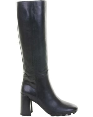 Hogan Block-Heel Leather Boots - Black