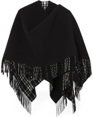 Burberry Wool Blanket Cape - Negro