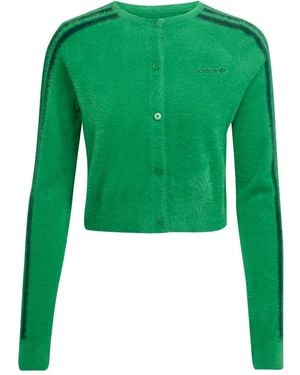 adidas Fluffy Striped Cardigan - Green