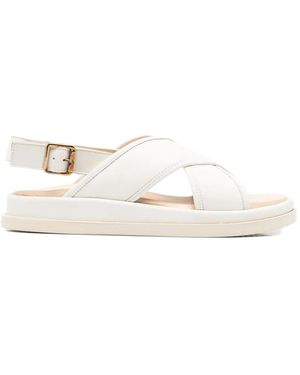 SERGIO MORETTI FIRENZE Crossover-Strap Slingback Sandals - White