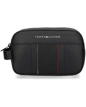 Tommy Hilfiger Kulturbeutel mit RWB-Streifen - Schwarz