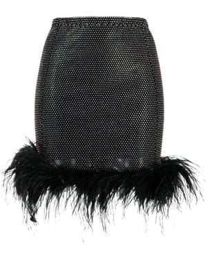 Santa Brands Rhinestone-Embellished Feather-Trim Mini Skirt - Black