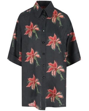 Valentino Garavani Floral-Print Linen Shirt - Black