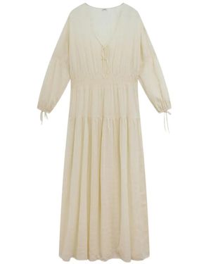 Aspesi Vestido Midi Fruncido A Capas Escalonadas - Blanco