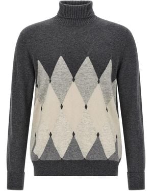 Ballantyne Argyle-pattern Turtleneck Sweater - グレー