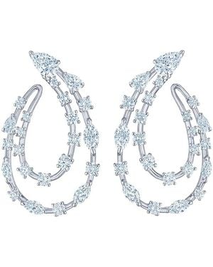 Kwiat 18Kt Diamond Starry Night Two-Row Sideways Hoop Earrings - Metallic