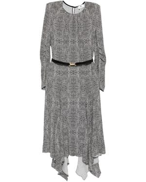 Elisabetta Franchi パイソンパターン ベルテッド ドレス - グレー