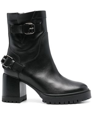 Casadei 80Mm Leather Ankle Boots - Black