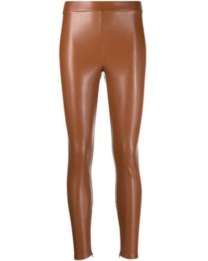MICHAEL Michael Kors Ankle-Zip Faux-Leather Leggings - Brown