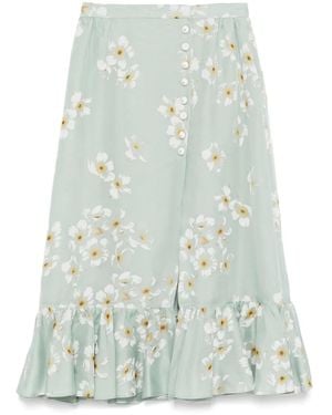 Valentino Garavani Floral-Print Midi Skirt - Blue